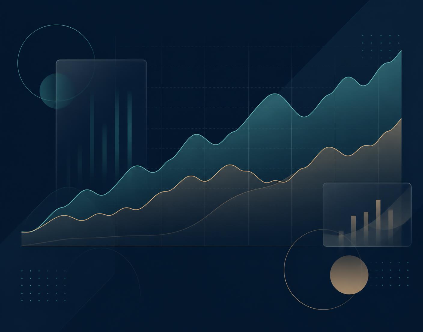 Abstract visualization of a business's financial position over time